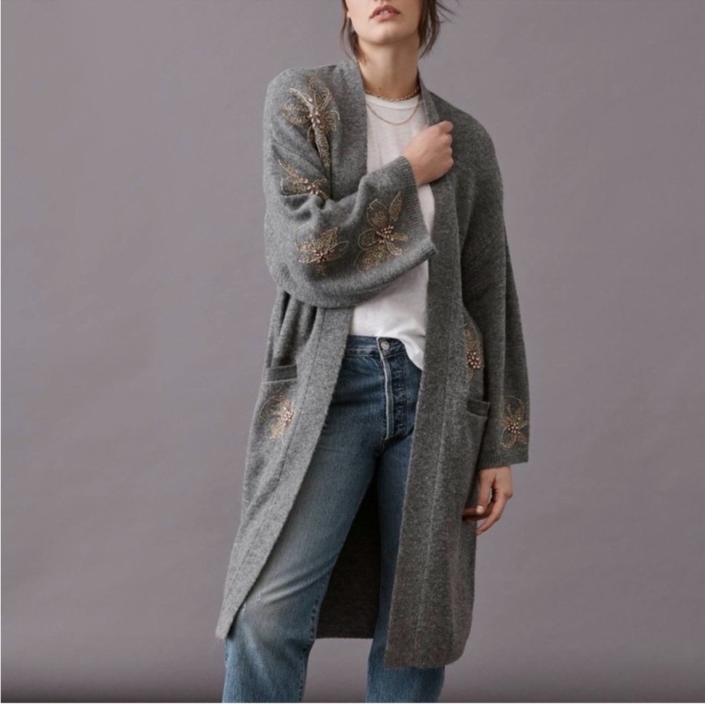ANTHROPOLOGIE NWT EMBROIDERED FLORAL CARDIGAN